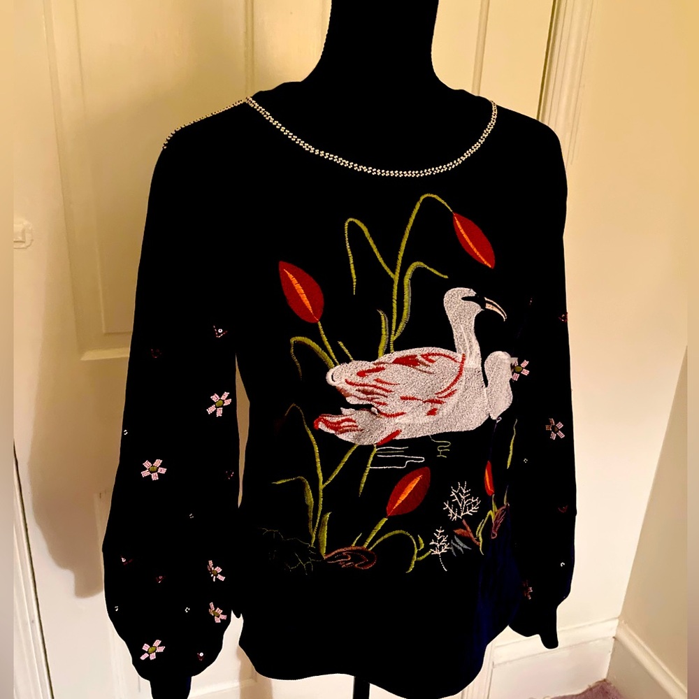 Anthropologie Swan Sweatshirt